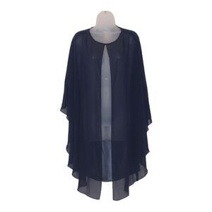 SLNY Blue Sheer caplet long Shawl Women Size 16